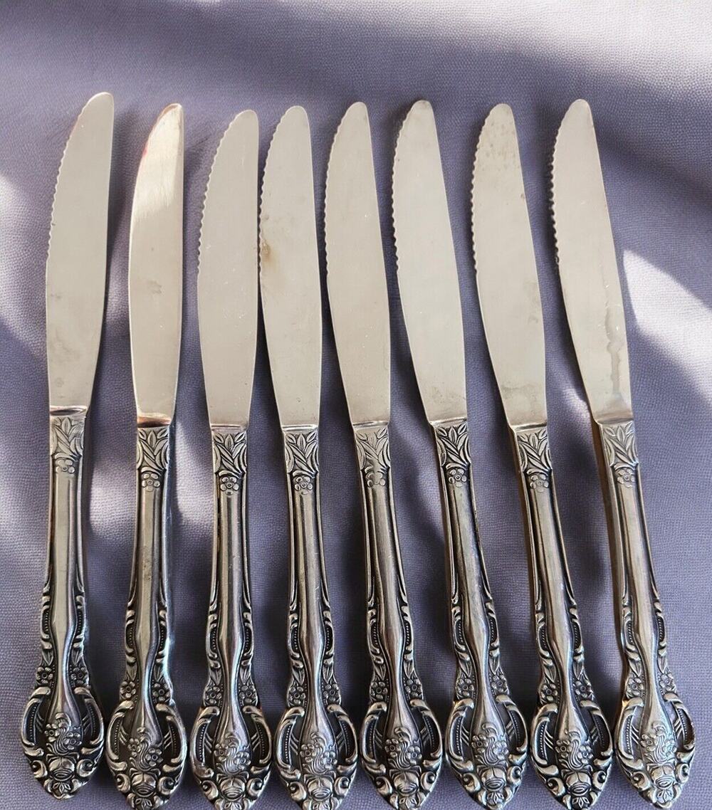 Vintage 1970s 8pc Towle Stainless TWS211 Pierced Knife SCC Japan Supreme (I)
